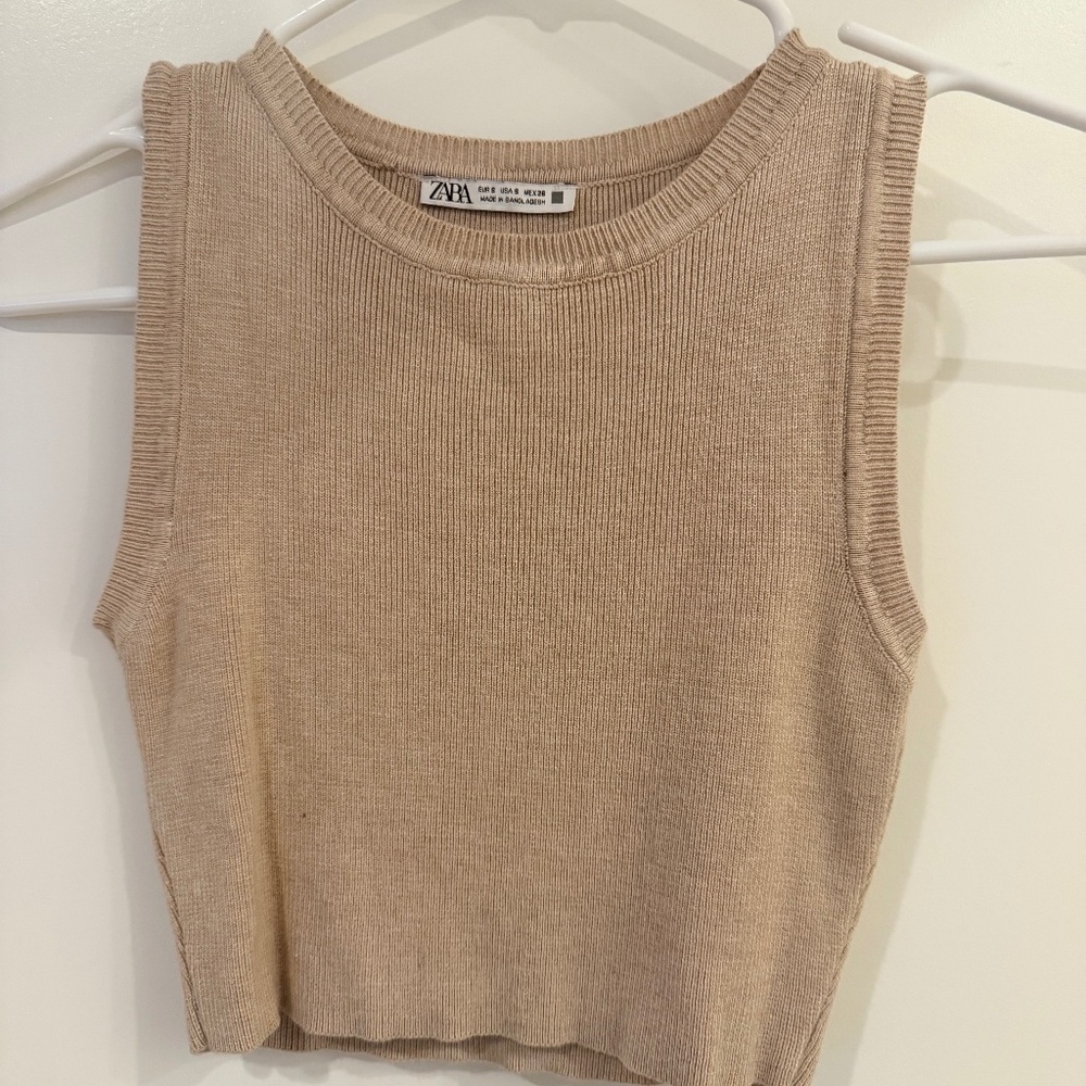 Zara beige sweater crop top